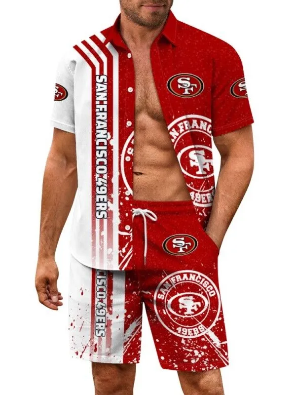 San Francisco 49ers Combo Hawaiian Shirt and Shorts