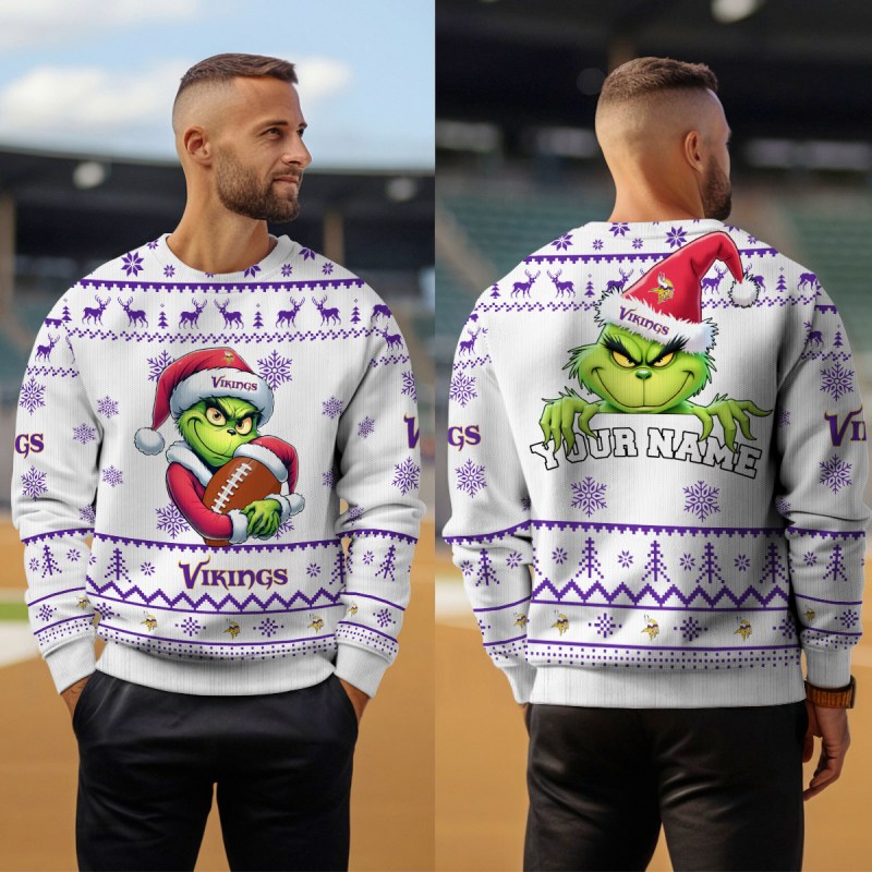 Minnesota Vikings Ugly Christmas Sweater Outdoor 3