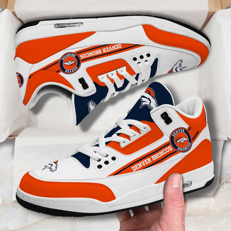 Denver Broncos JD03 White Leather Shoes