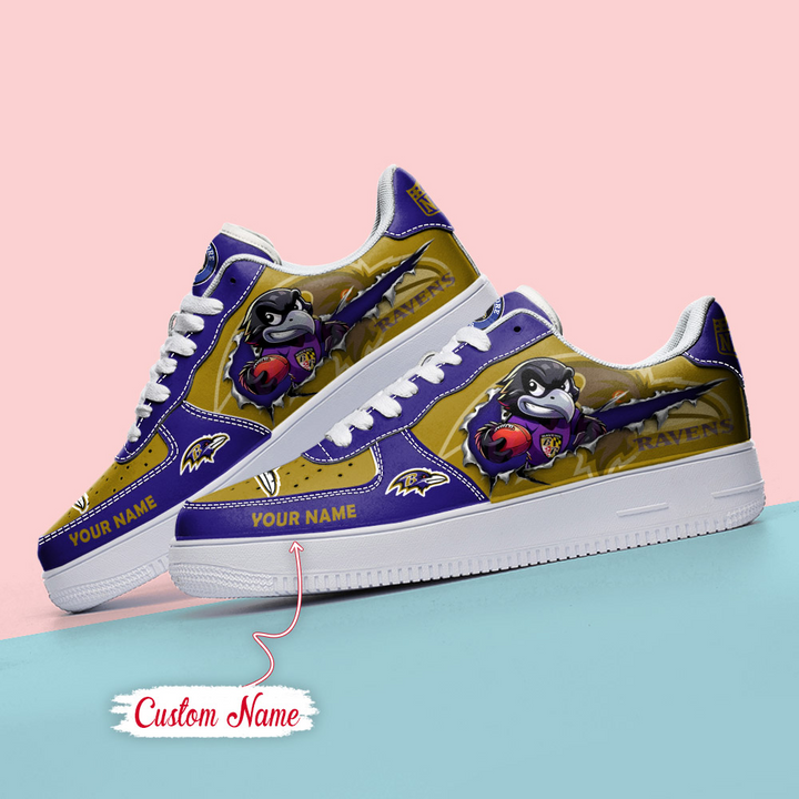 NFL Baltimore Ravens Custom Name Air Force 1 Sneaker 4