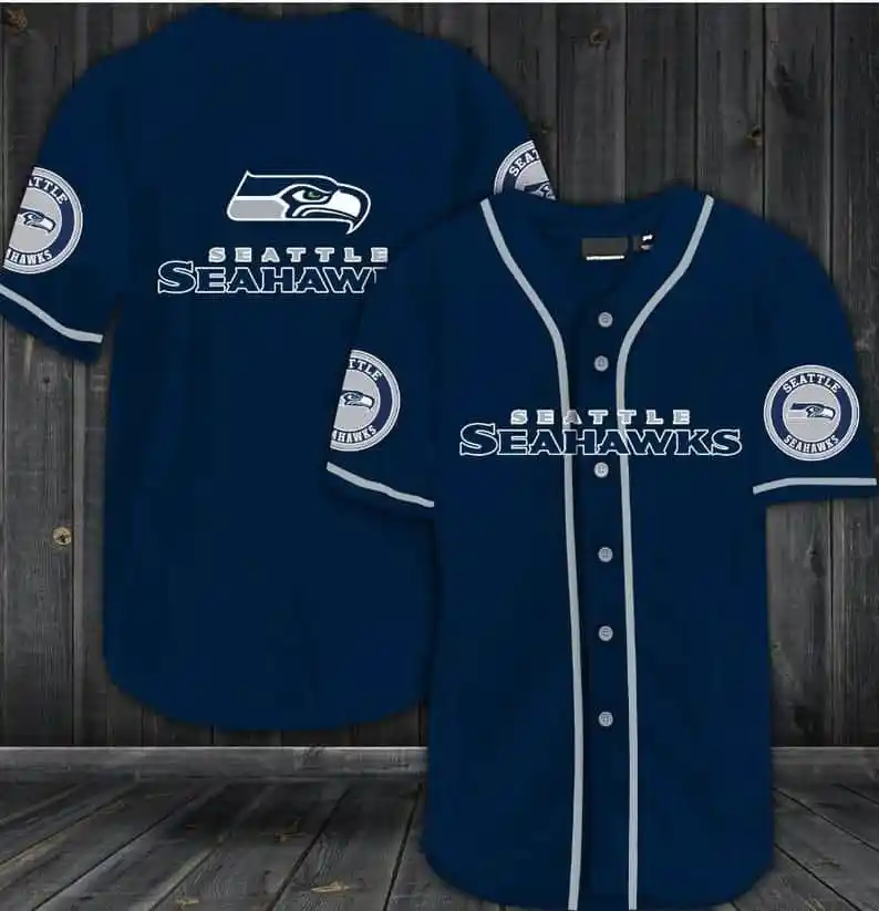 Seattle Seahawks Personalized Baseball Jersey