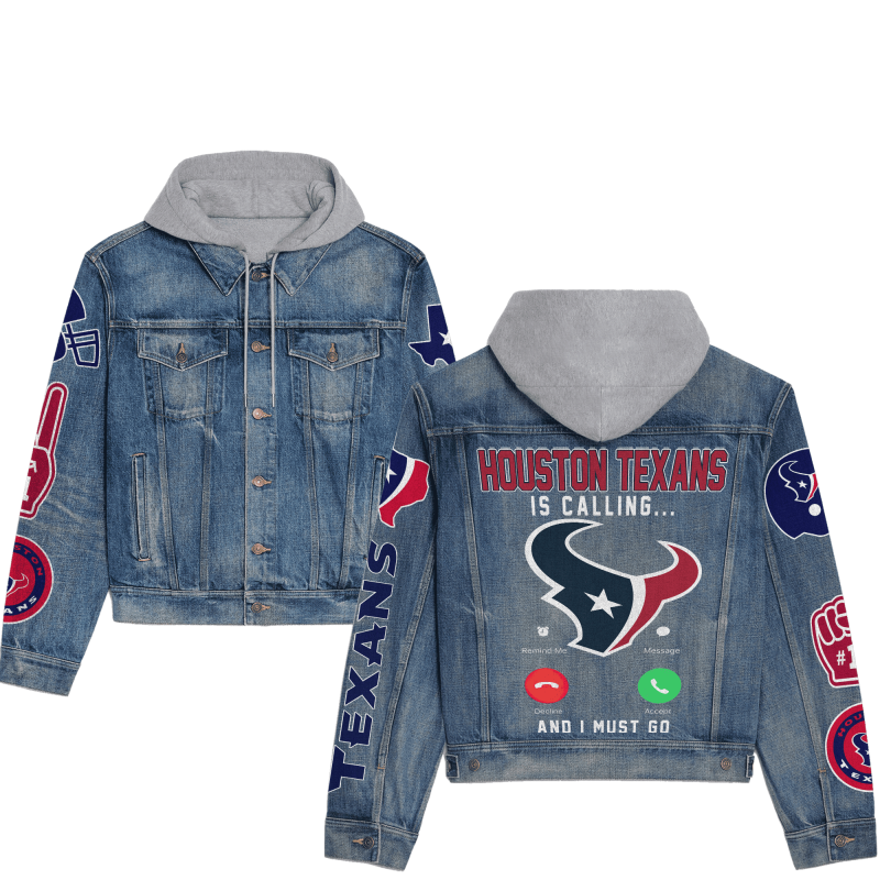 Houston Texans Premium Hooded Denim Jacket Side View