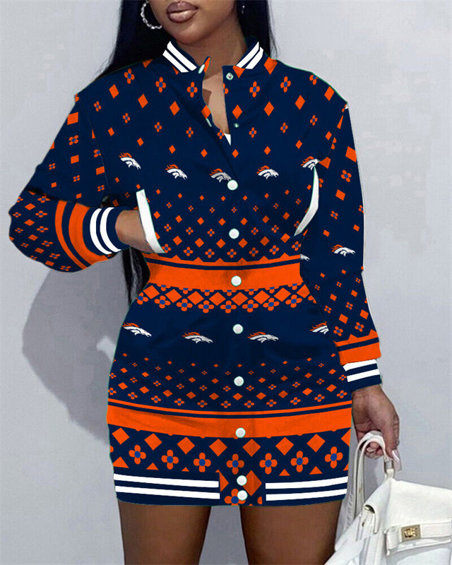 Denver Broncos Women Button Down Jacket Dress