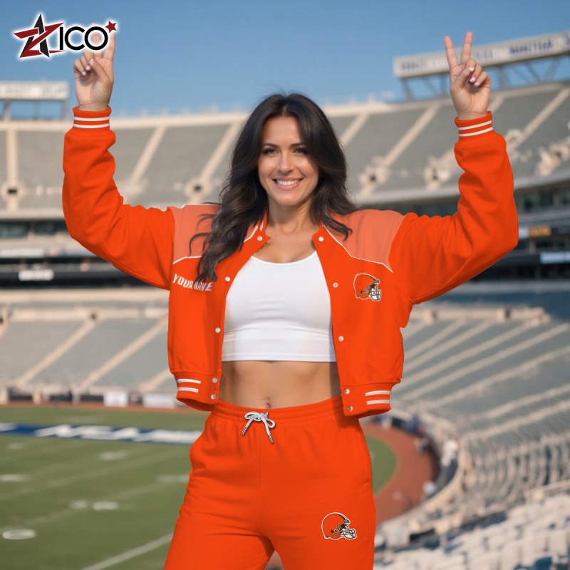 Cleveland Browns Combo Crop Varsity Jacket and Sweatpants