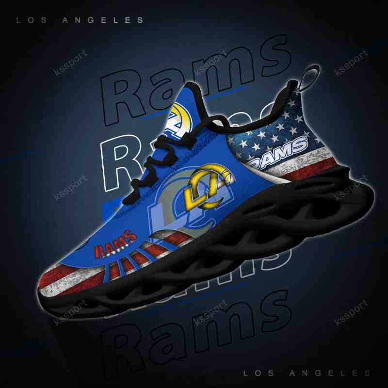 Los Angeles Rams Yezy Running Sneakers on Foot
