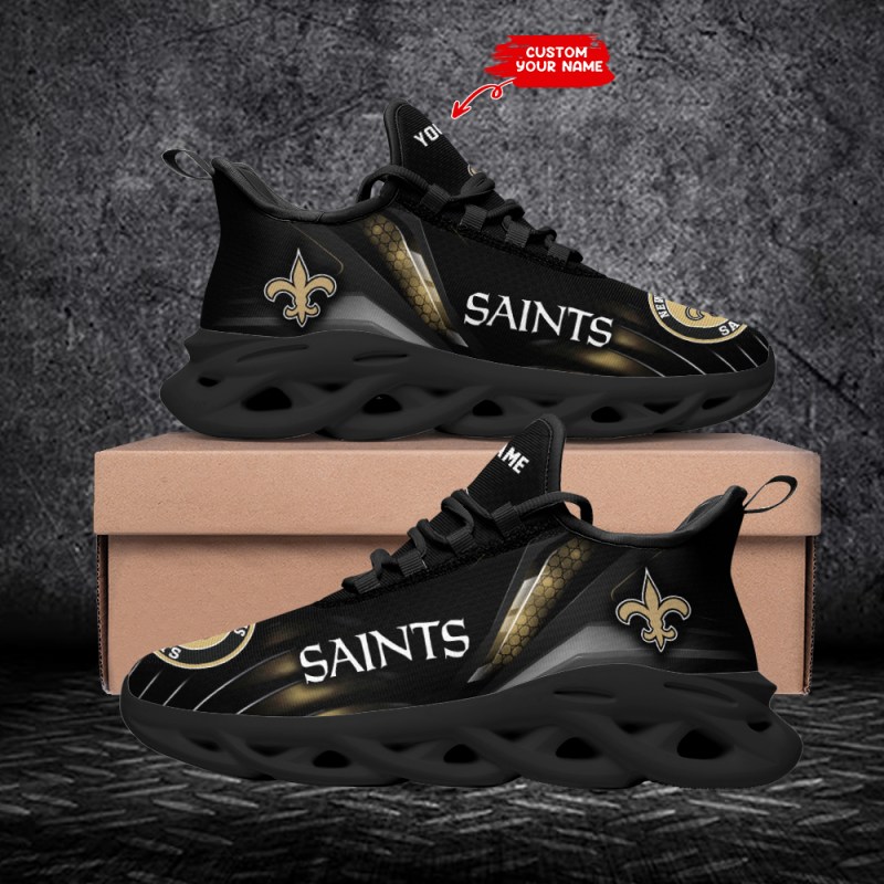 New Orleans Saints Personalized Yezy Running Sneakers - Top View