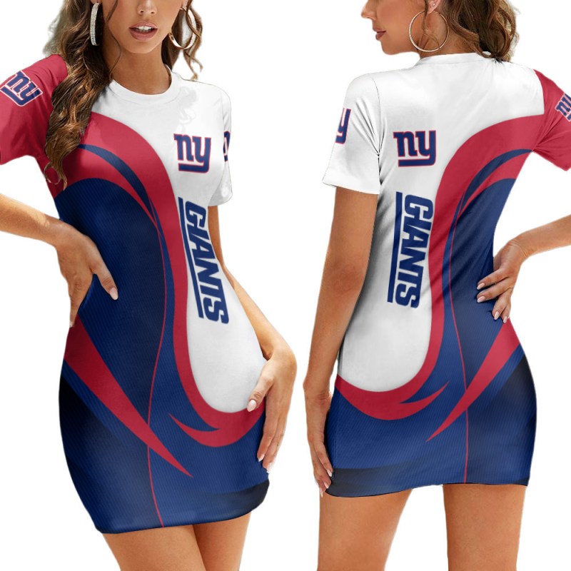 New York Giants Short Sleeve Bodycon Mini Dress