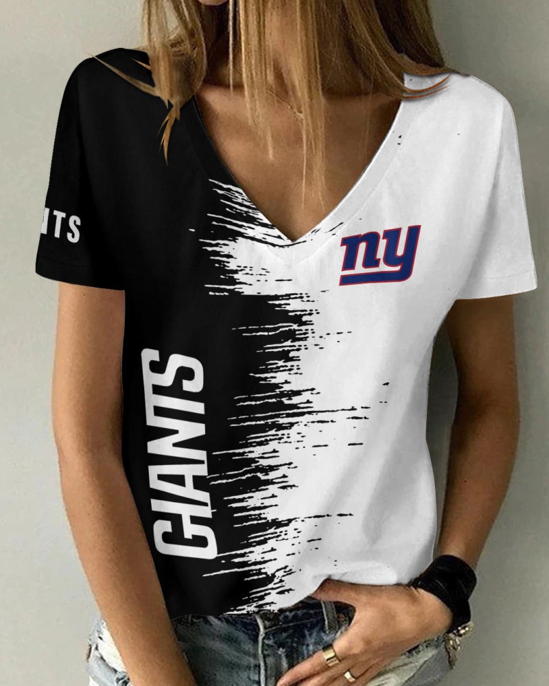 New York Giants Summer V-neck Women T-shirt