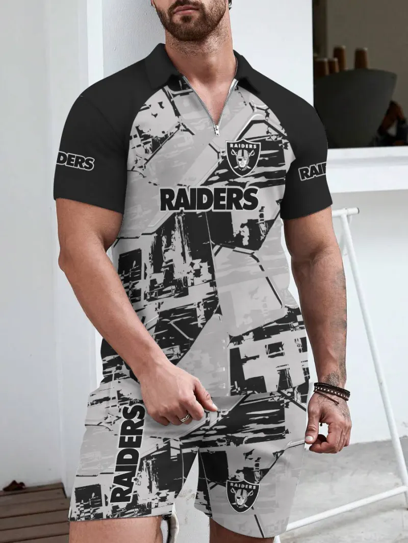 Las Vegas Raiders Limited Edition ZIP Polo Shirt and Shorts