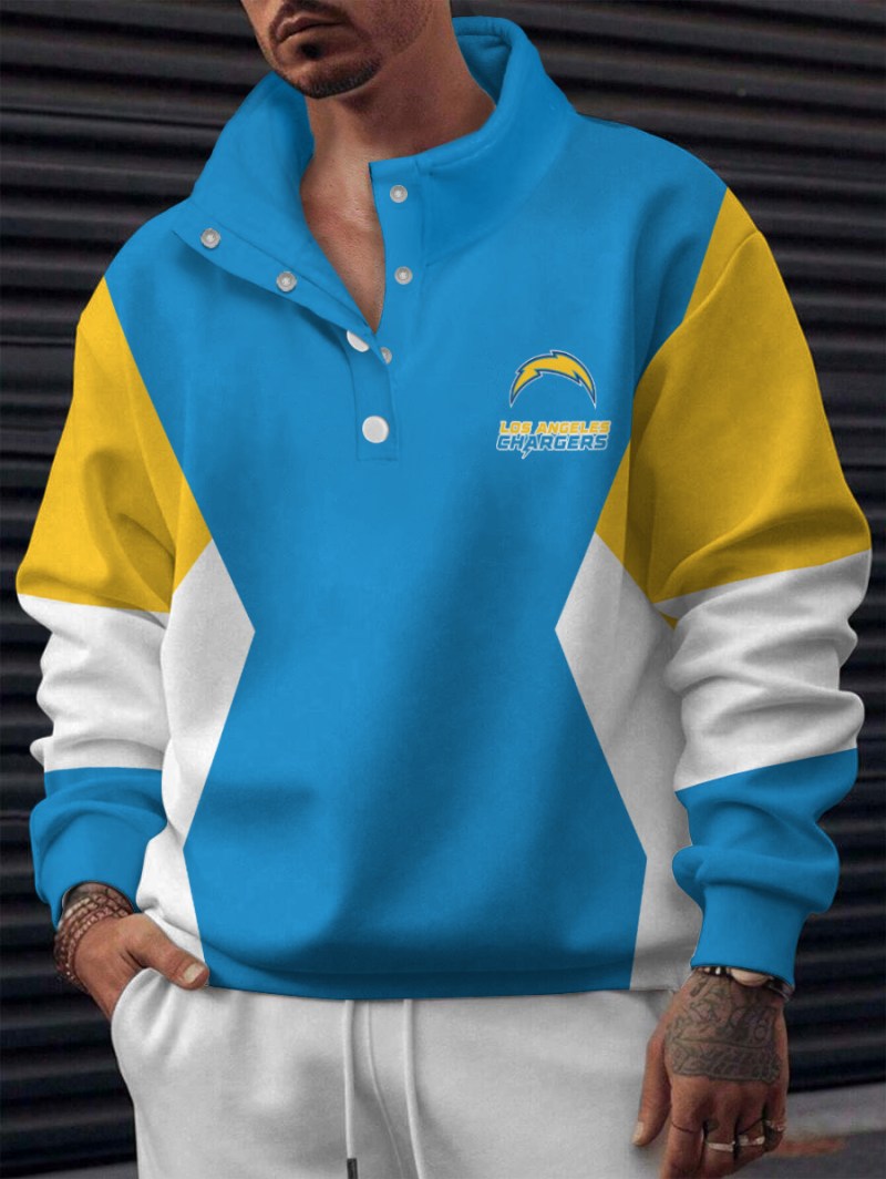 Los Angeles Chargers Casual Colorful Stand Collar Sweatshirt
