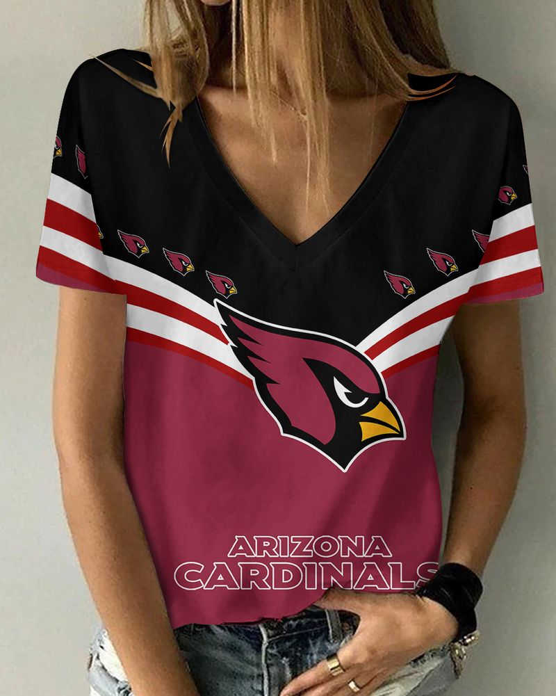 Arizona Cardinals Personalized V-neck Women T-shirt - Image 2