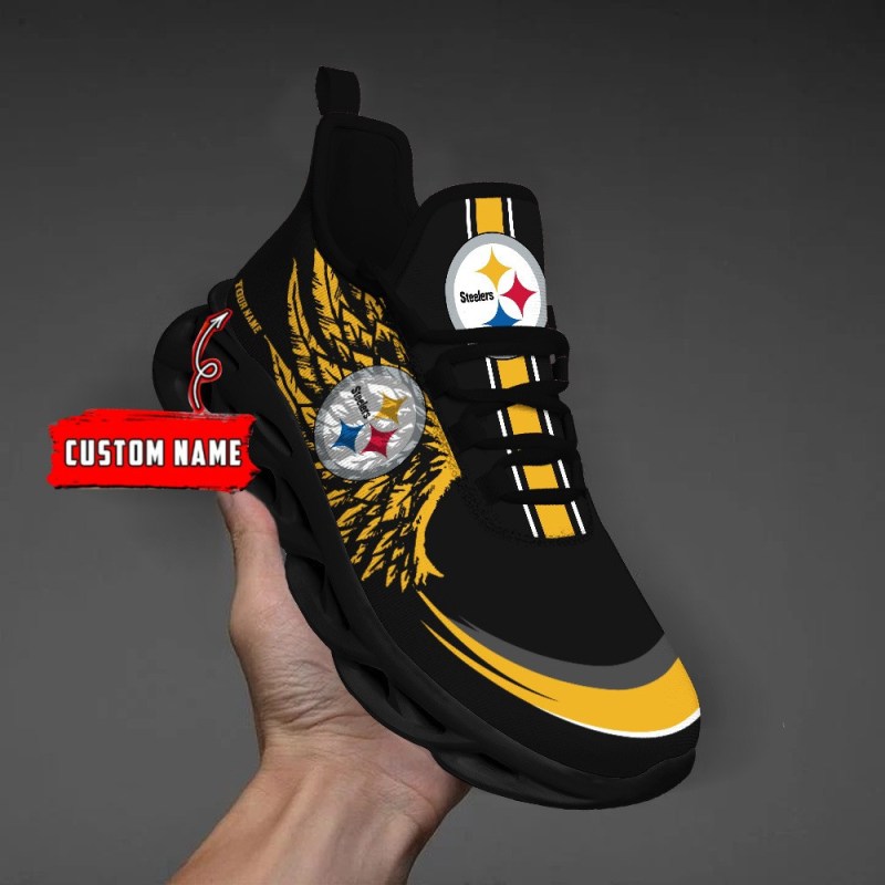 Pittsburgh Steelers Yezy Running Sneakers in Action
