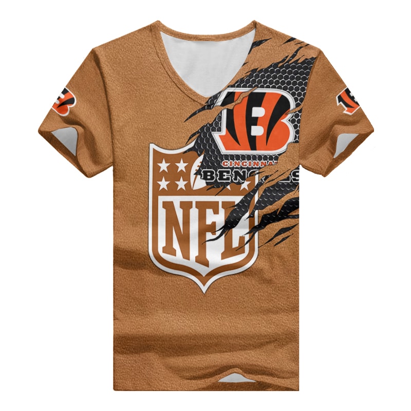 Cincinnati Bengals V-neck Women T-shirt 3