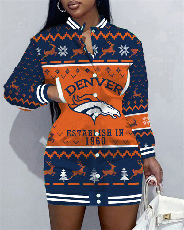Denver Broncos Women's Button Down Jacket Dress