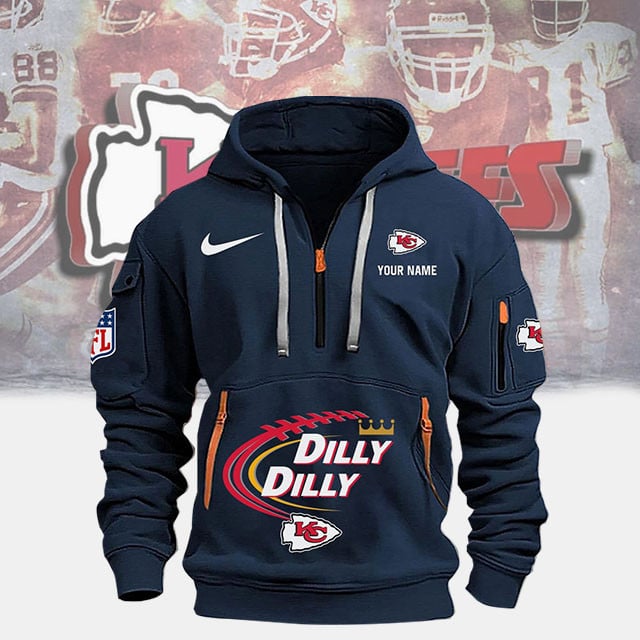 Kansas City Chiefs Personalized Quarter Zip Hoodie