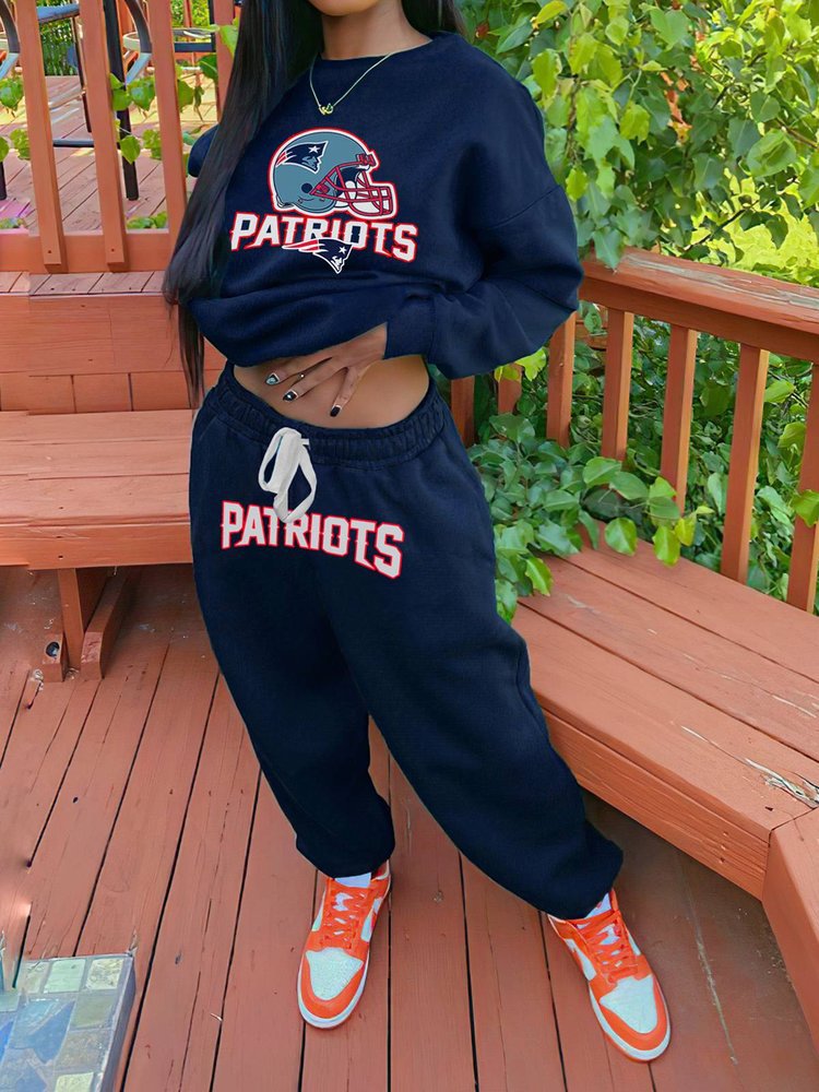 New England Patriots Drop Shoulder Sweatshirt and Sweatpants - NFL Merchandise