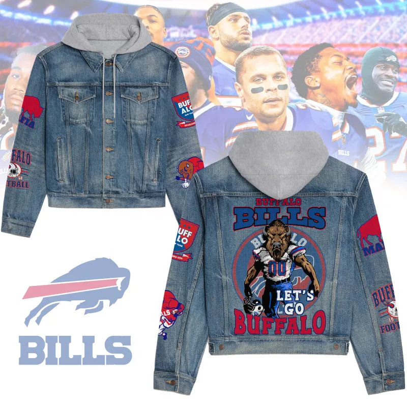 Buffalo Bills Premium Hooded Denim Jacket - Image 1