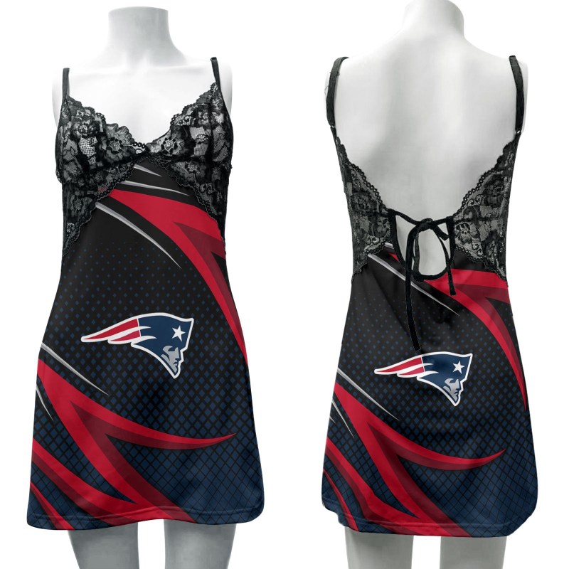 New England Patriots Lace Back Strap Slip Dress