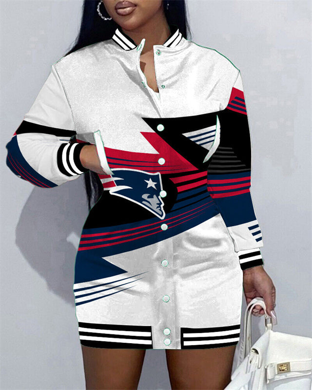 New England Patriots Women's Button Down Jacket Dress
