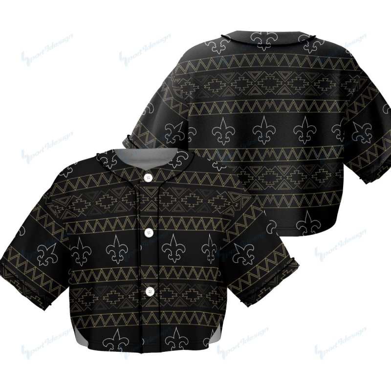 New Orleans Saints Crop Top Baseball Jersey