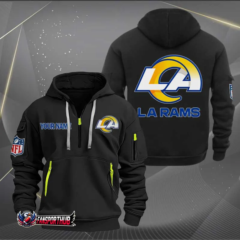 Los Angeles Rams Personalized Quarter Zip Hoodie