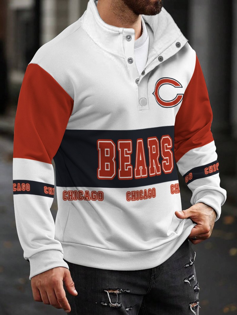 Chicago Bears Casual Colorful Stand Collar Sweatshirt