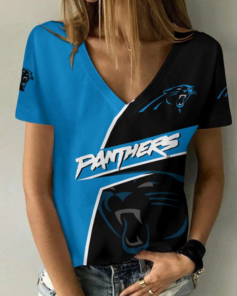 Carolina Panthers V-neck Women T-shirt - Front View