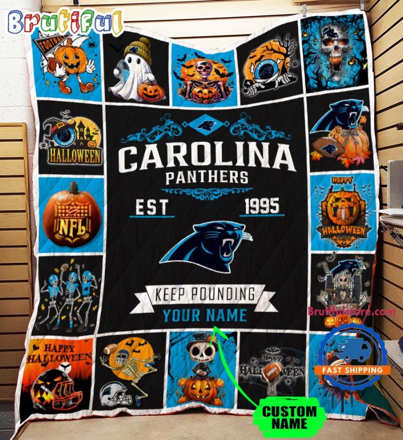 Carolina Panthers Special Pumpkin Halloween Quilt Blanket