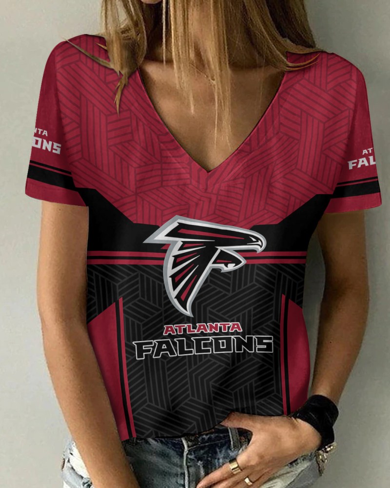 Atlanta Falcons Summer V-neck Women T-shirt