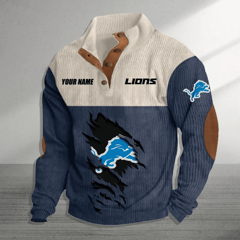 Detroit Lions Colorful Stand Collar Sweatshirt Image 1