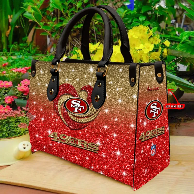 San Francisco 49ers Personalized Leather Hand Bag