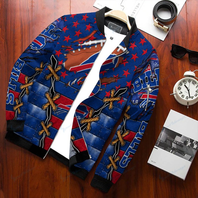 Buffalo Bills Personalized Bomber Jacket Back View
