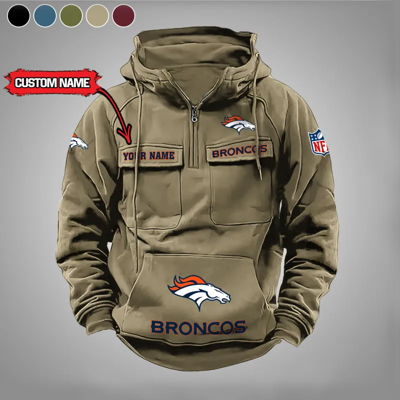 Denver Broncos Zip Hoodie Khaki