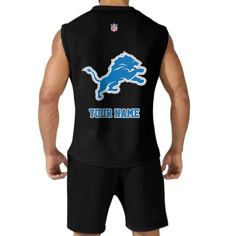 Detroit Lions Combo Men Jersey Tank Top and Shorts