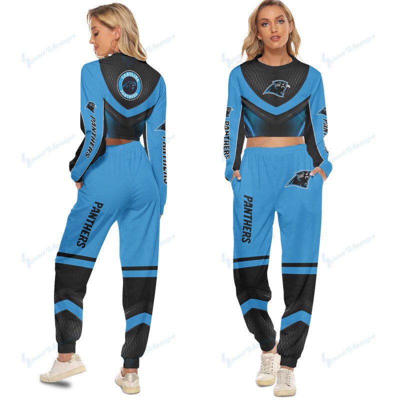 Carolina Panthers Crop Sweatshirt Suit