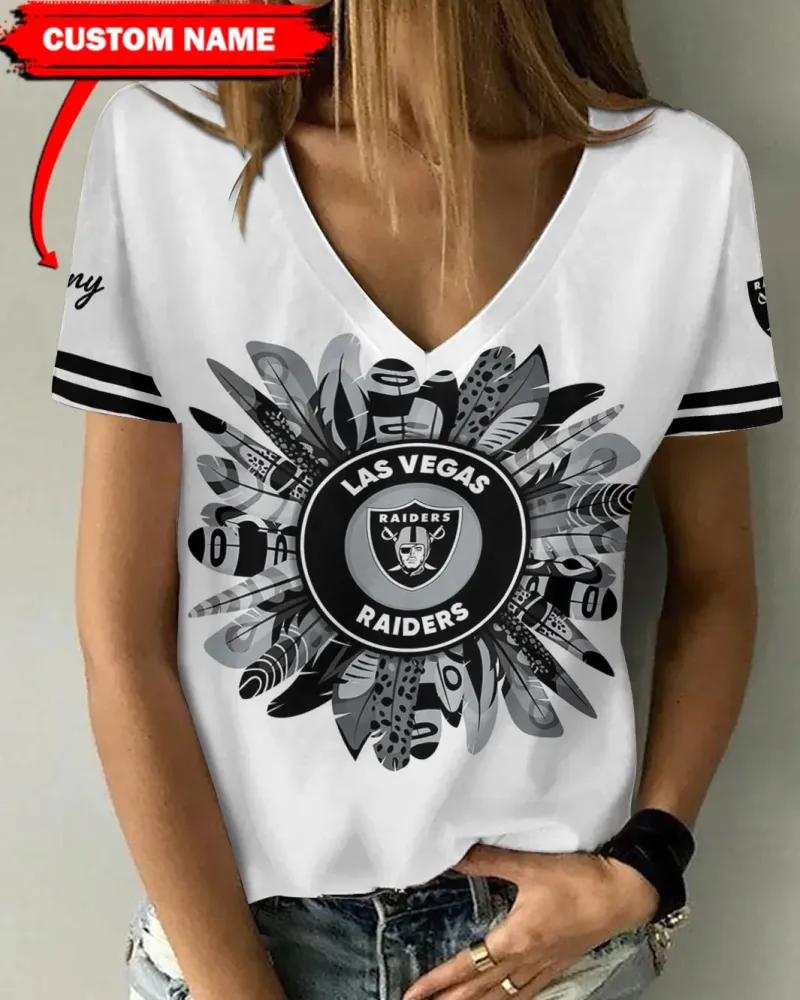 Las Vegas Raiders Personalized V-neck Women T-shirt