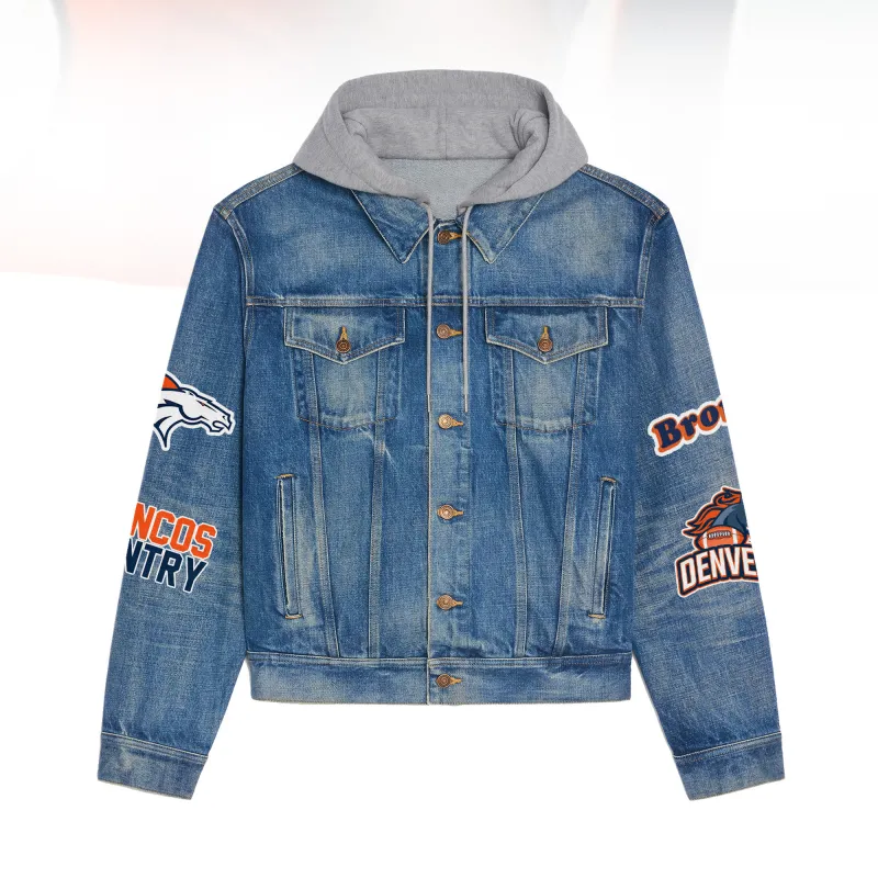 Denver Broncos Hooded Denim Jacket - Back View