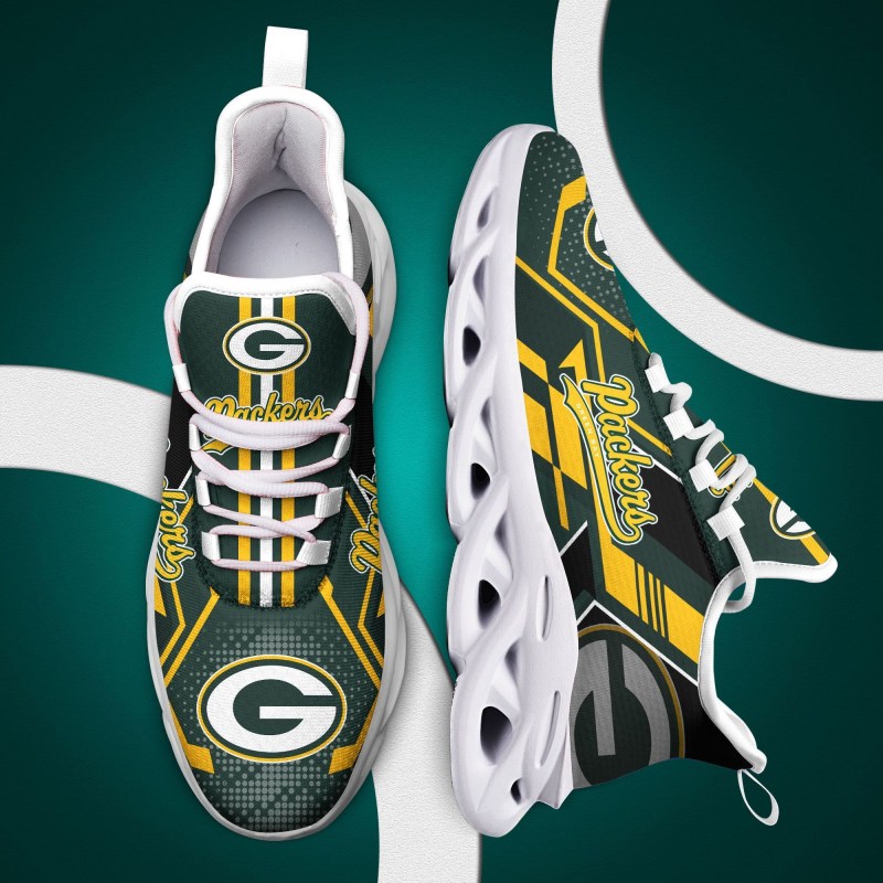 Green Bay Packers Yezy Running Sneakers Detailed View