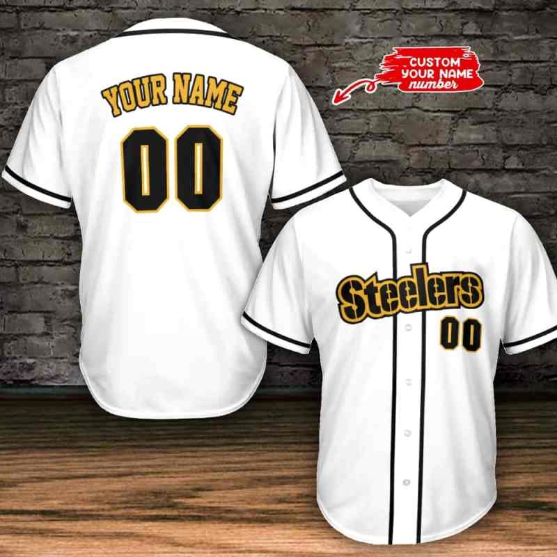 Pittsburgh Steelers Personalized Baseball Jersey - White
