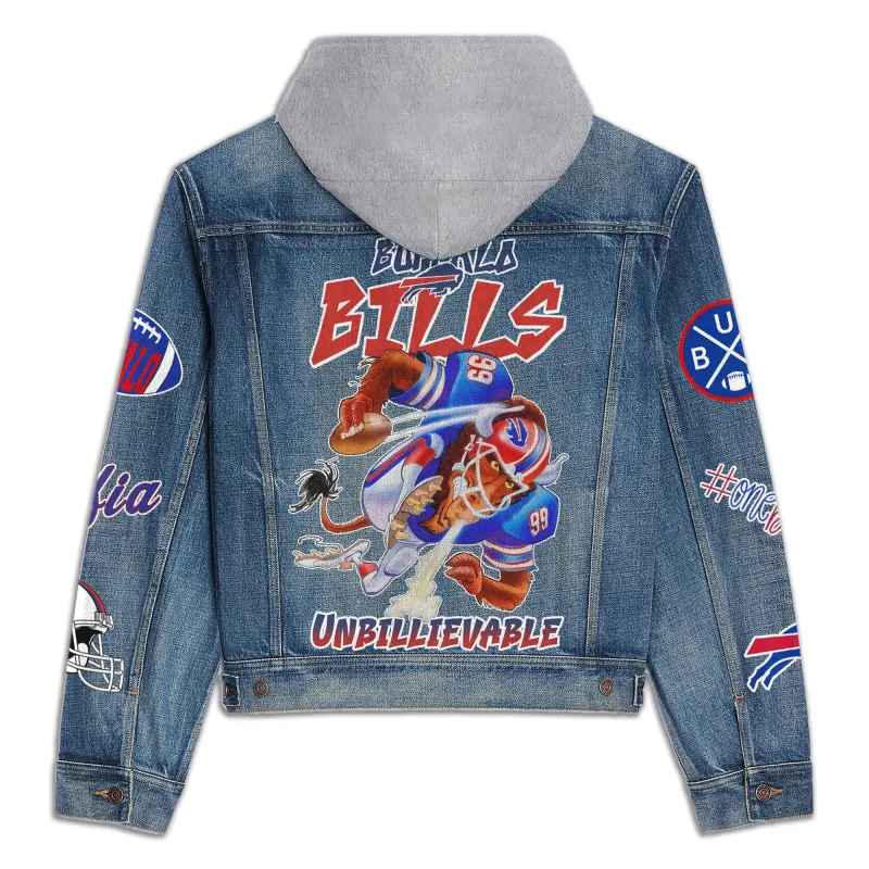 Buffalo Bills Premium Hooded Denim Jacket Image 3