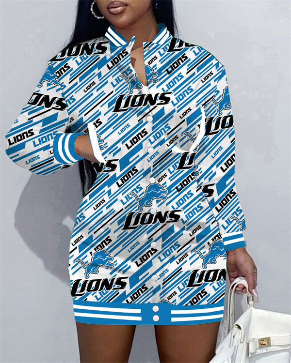 Detroit Lions Women's Button Down Jacket Dress
