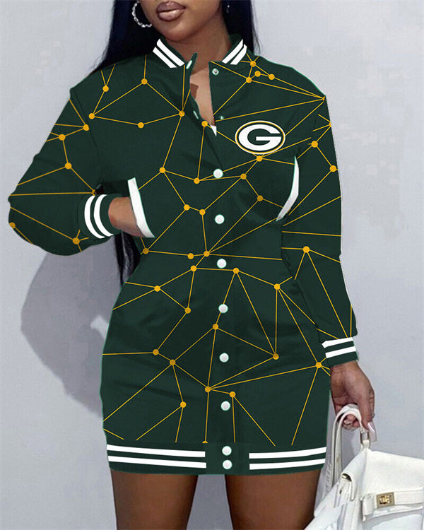 Green Bay Packers Women Button Down Jacket Dress