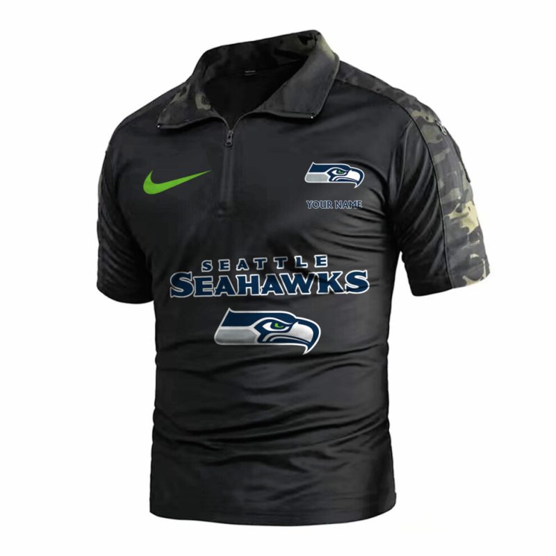 Seattle Seahawks Army Polo Shirt - Black Camo