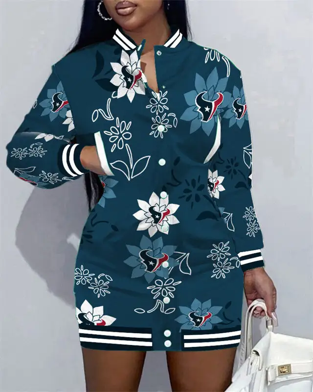 Houston Texans Women Button Down Jacket Dress
