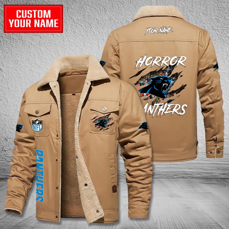 Carolina Panthers Bomber Jacket Coffee