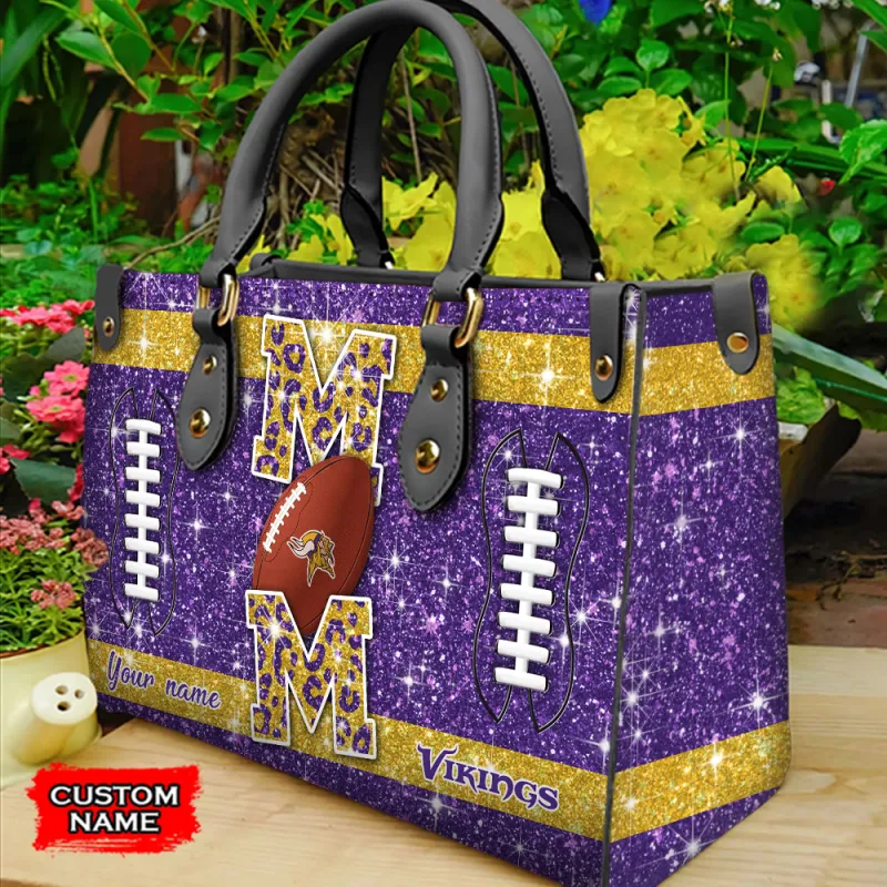 Minnesota Vikings Personalized Leather Hand Bag - Image 1
