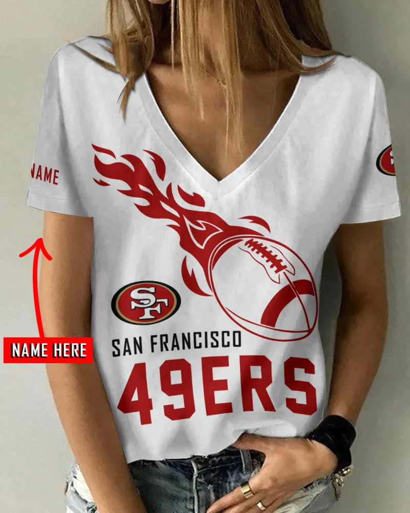 San Francisco 49ers Personalized V-neck Women T-shirt