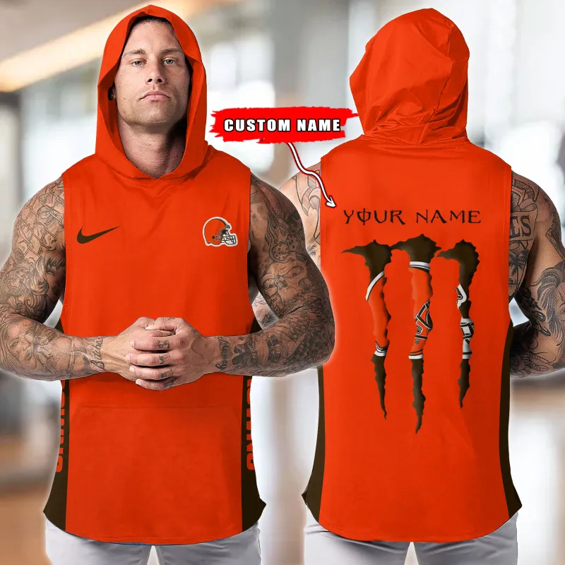 Cleveland Browns Workout Hooded Tank Top - Side View