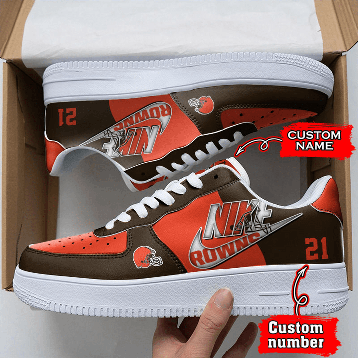 NFL Cleveland Browns Custom Name Number Air Force 1 Sneaker