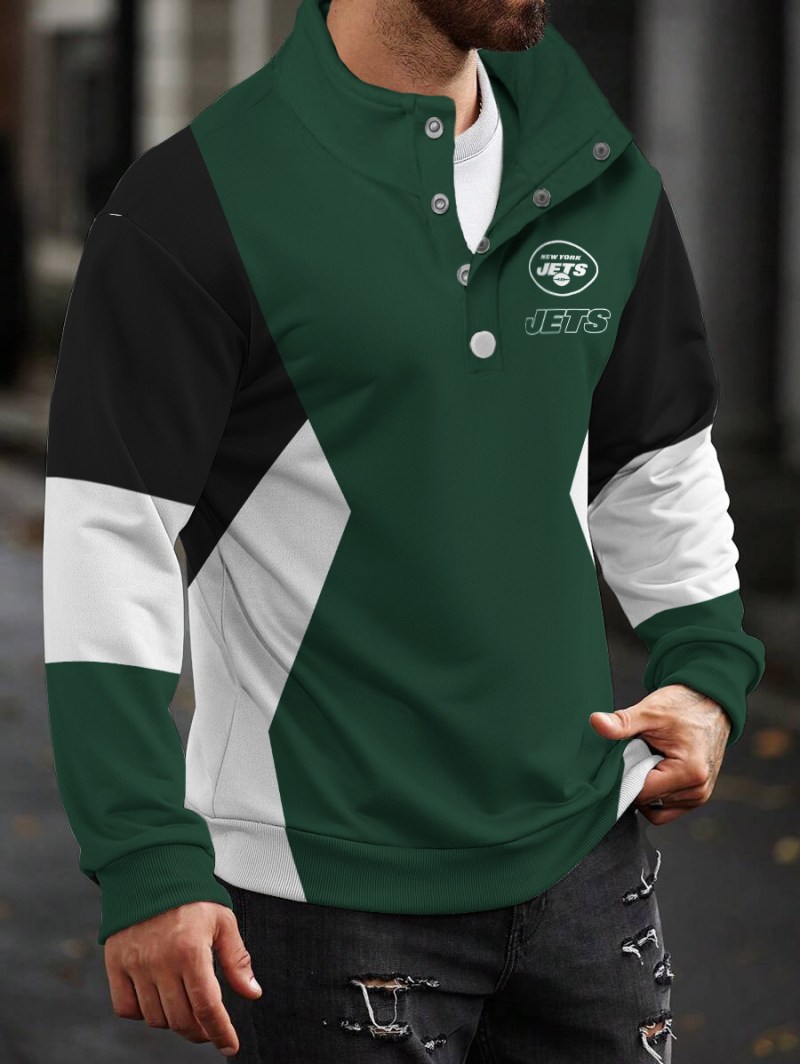 New York Jets Casual Colorful Stand Collar Sweatshirt